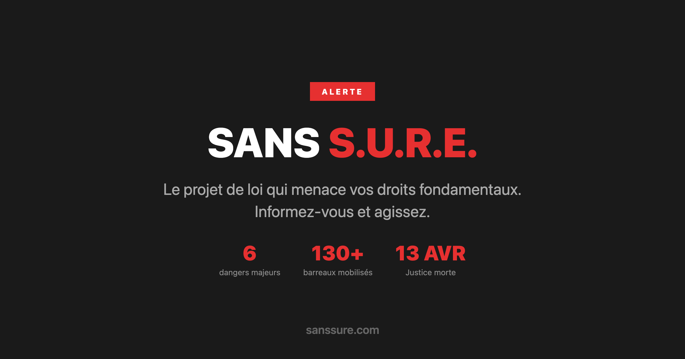 SANS S.U.R.E. — Projet de loi : une réforme criminelle de la justice